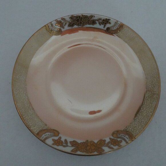 Noritake Orange Lusterware Mayo Condiment Footed Bowl Underplate Peasant Bird - Picture 4 of 11